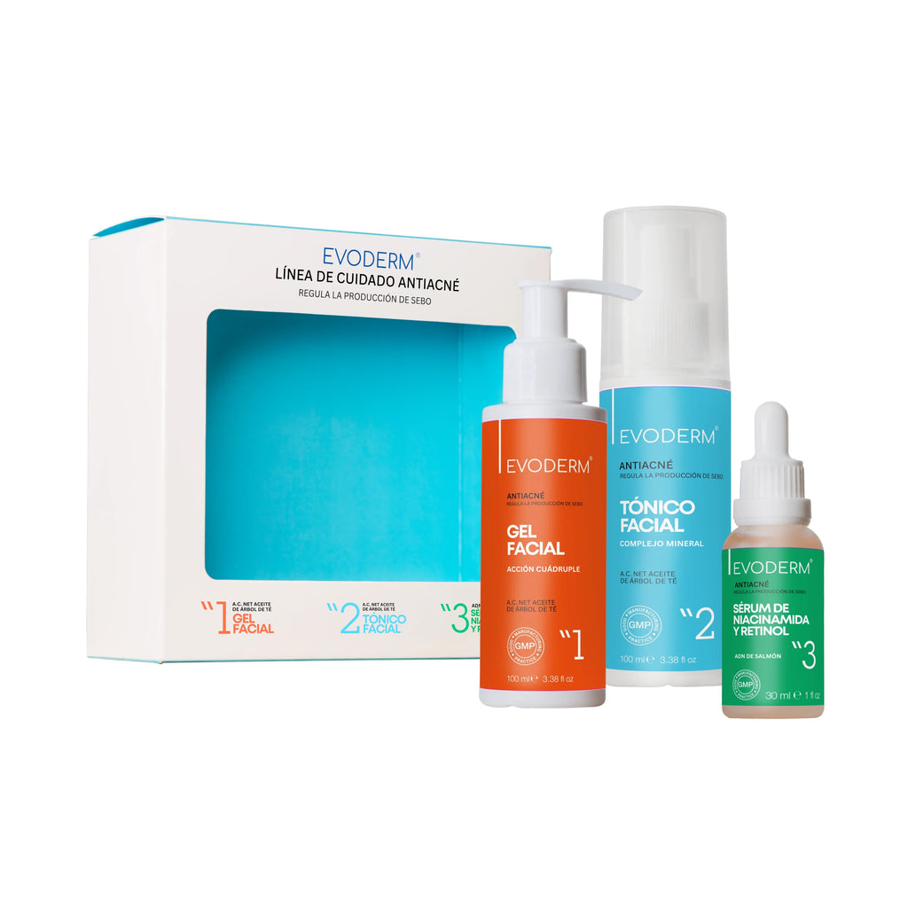 EVODERM 3-in-1 Facial Set — Cleanser + Toner + Niacinamide & Retinol Serum
