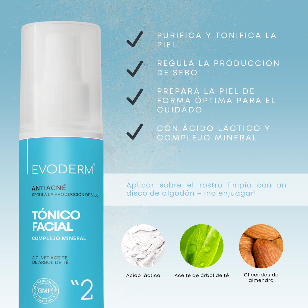 EVODERM 3-in-1 Facial Set — Cleanser + Toner + Niacinamide & Retinol Serum