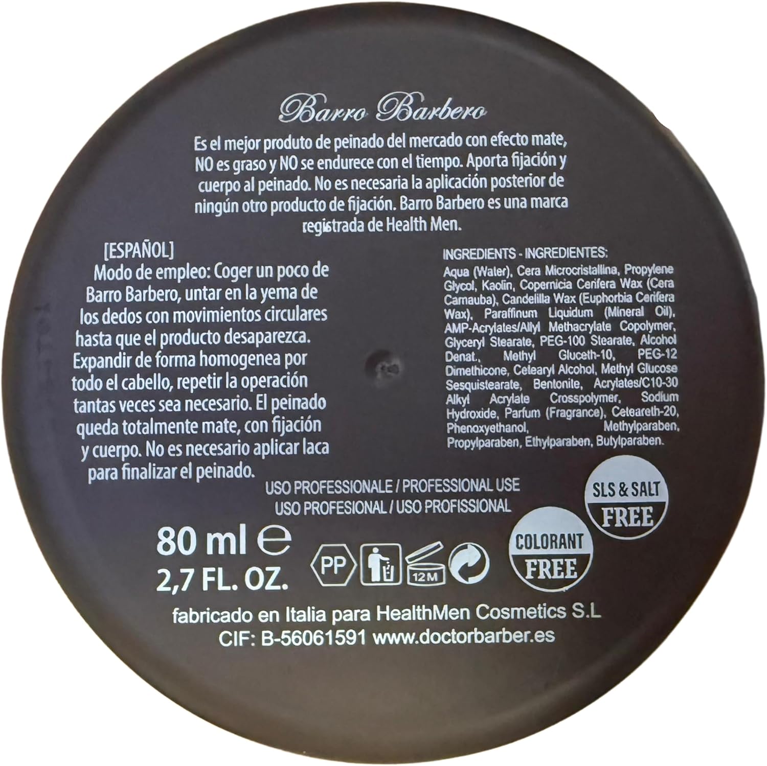 Doctor Barber Matte Clay 80g — Strong Hold, Natural Matte Finish | Beard & Hair