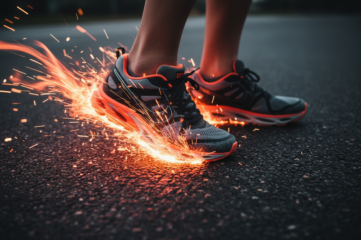 Running shoes at high speed with energy sparks - GP Nutrition Pre Entreno Extreme explosive pre-workout formula
